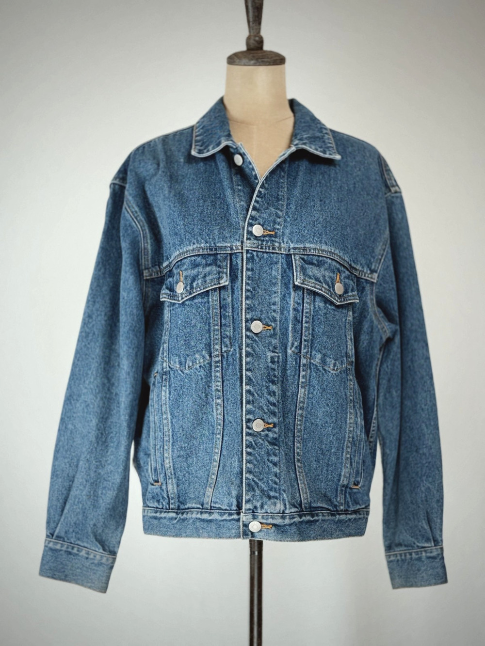 90's Eddie Bauer Demin Jacket Mens SMALL #0128 Jean Trucker Style